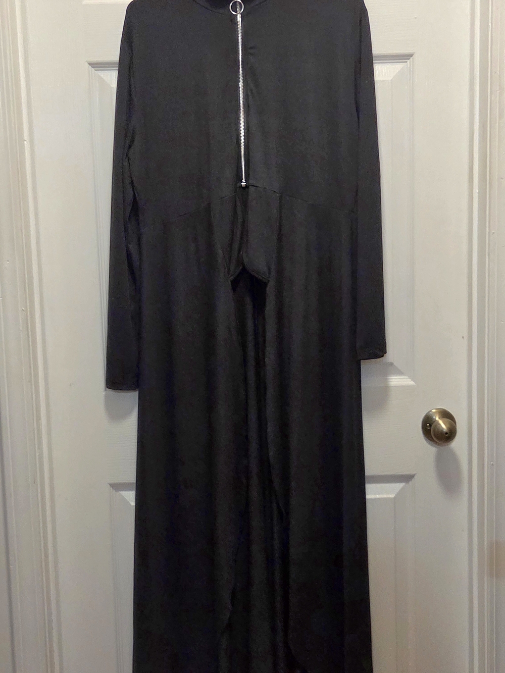 Black Long Zip-Front Maxi Dress/Jacket